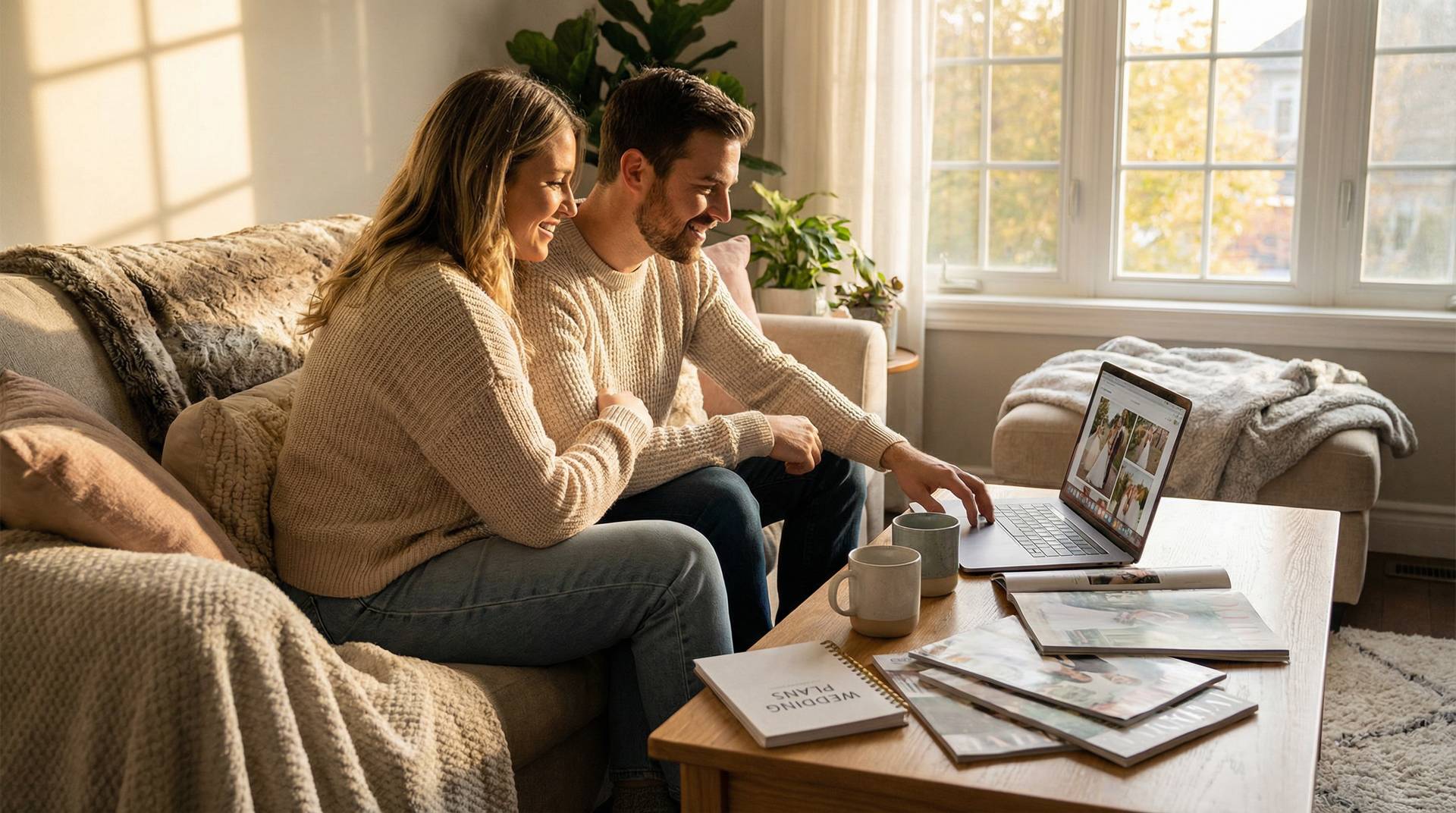 Couple planning their wedding