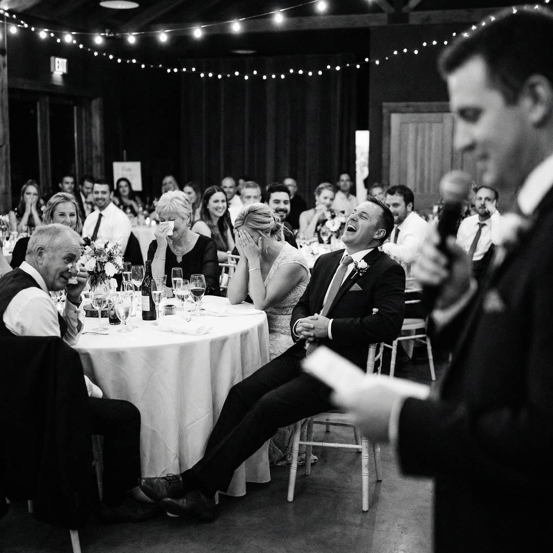 Candid laughter during speeches