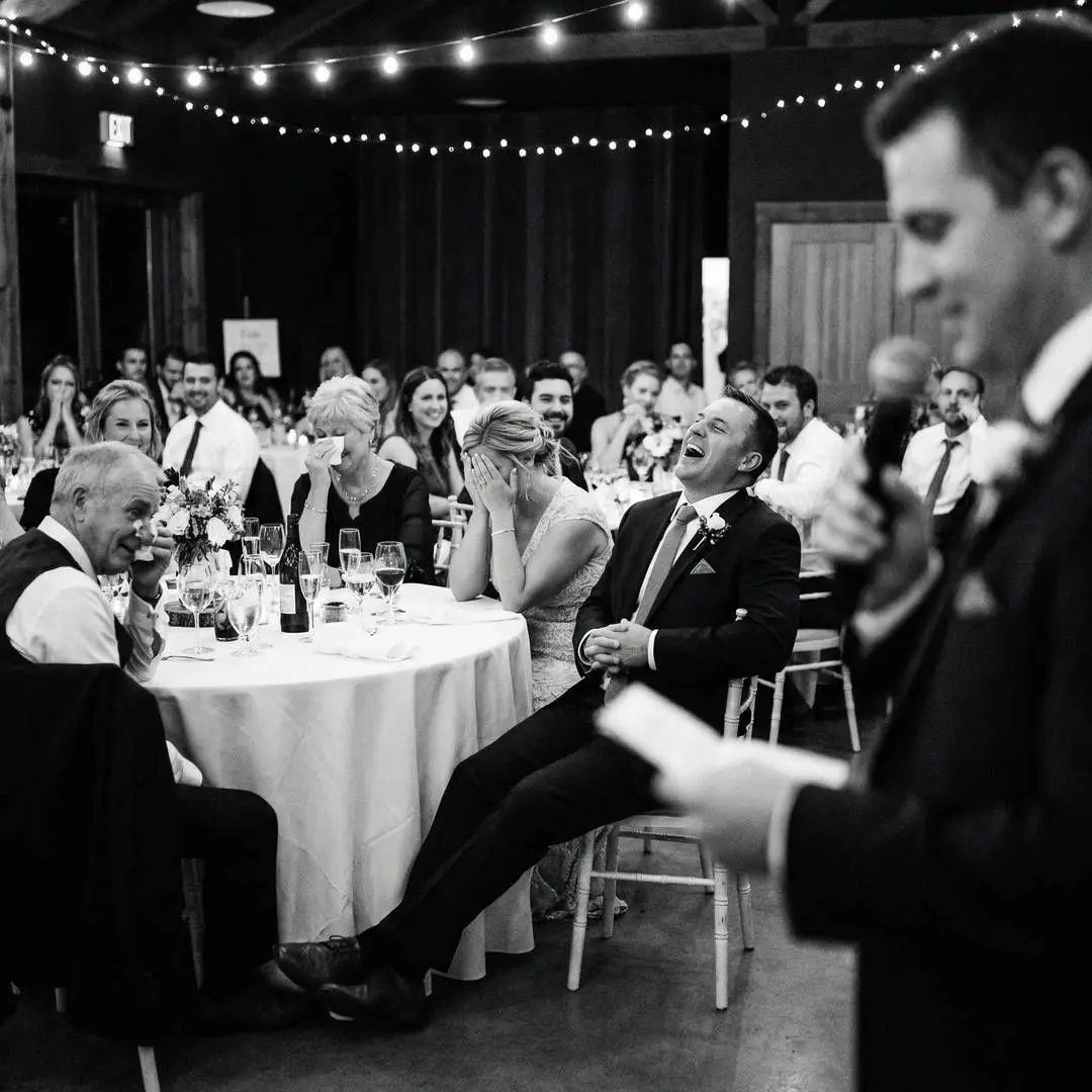 Candid laughter during speeches