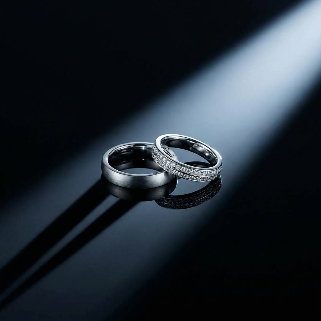 Styled detail shot of shoes and rings