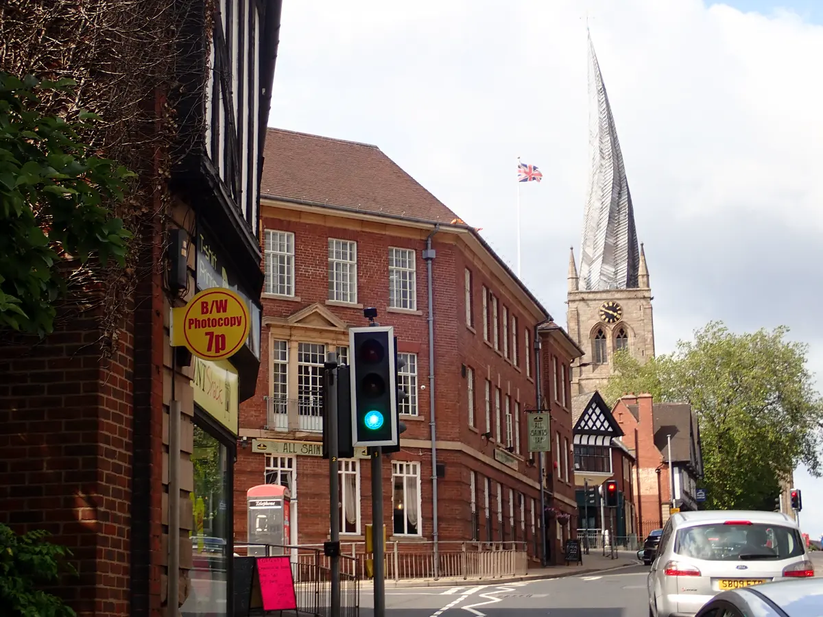 The crooked spire of St Mary and All Saints in Chesterfield