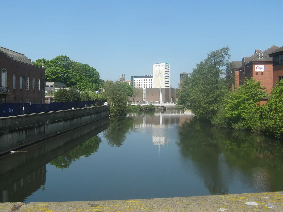 The River Derwent from Exeter Bridge in Derby