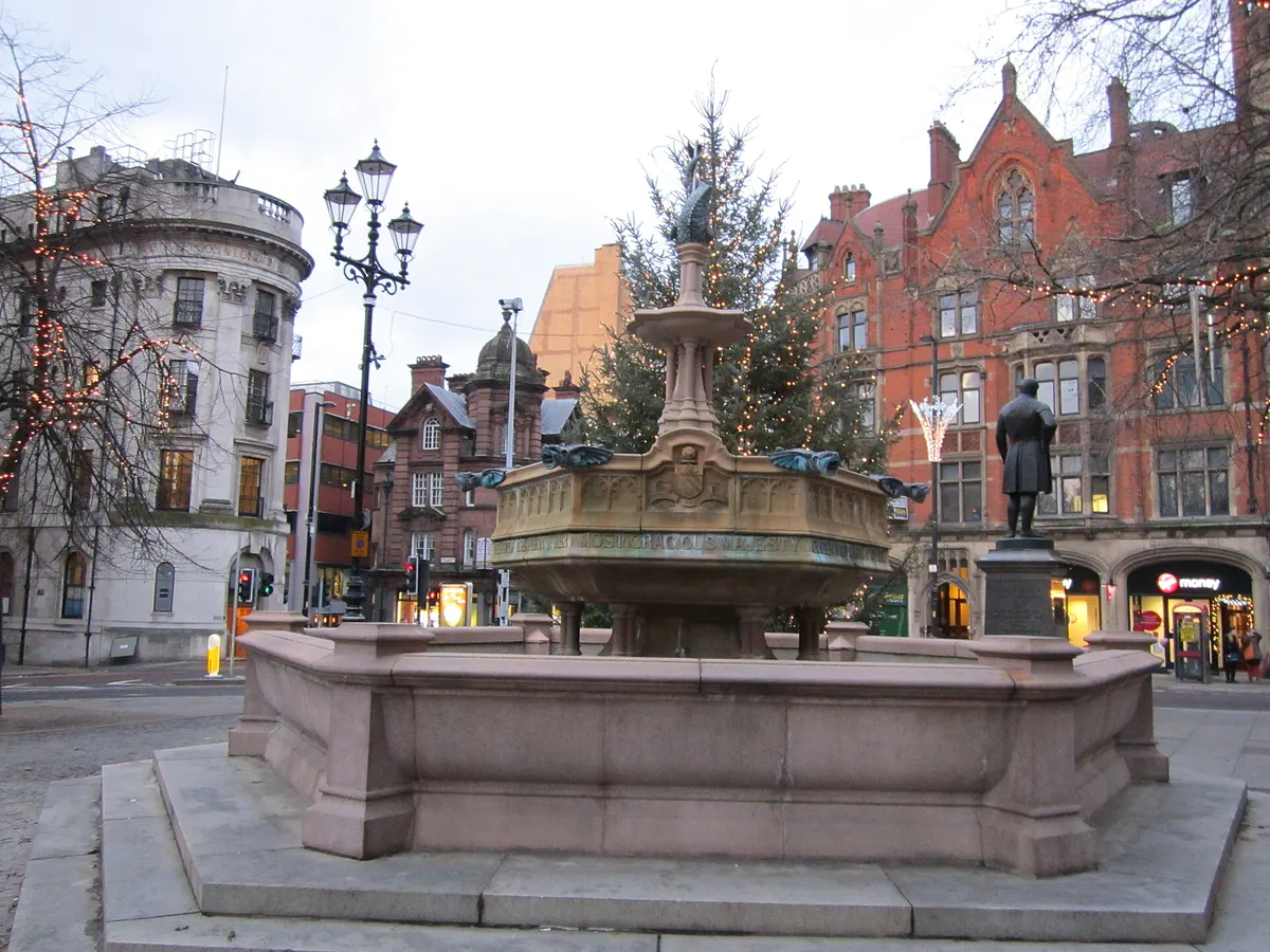The Jubilee Fountain in Albert Square, Manchester